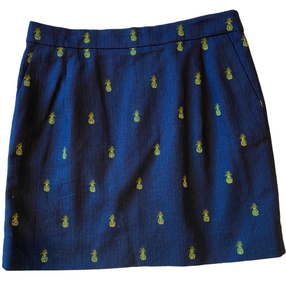 J. Crew Women's Pineapple Printed Basketweave Preppy Academia Mini Skirt-size 6